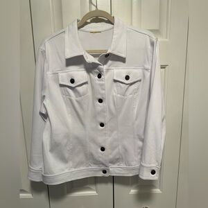 Ruby Rd. White Jean Jacket with Black Buttons